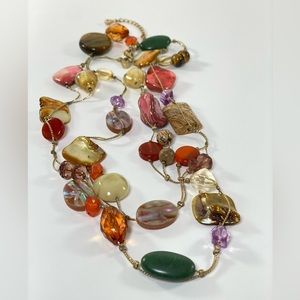 Lia Sophia 38-42" Multi Colored Stone Gold Tone Necklace